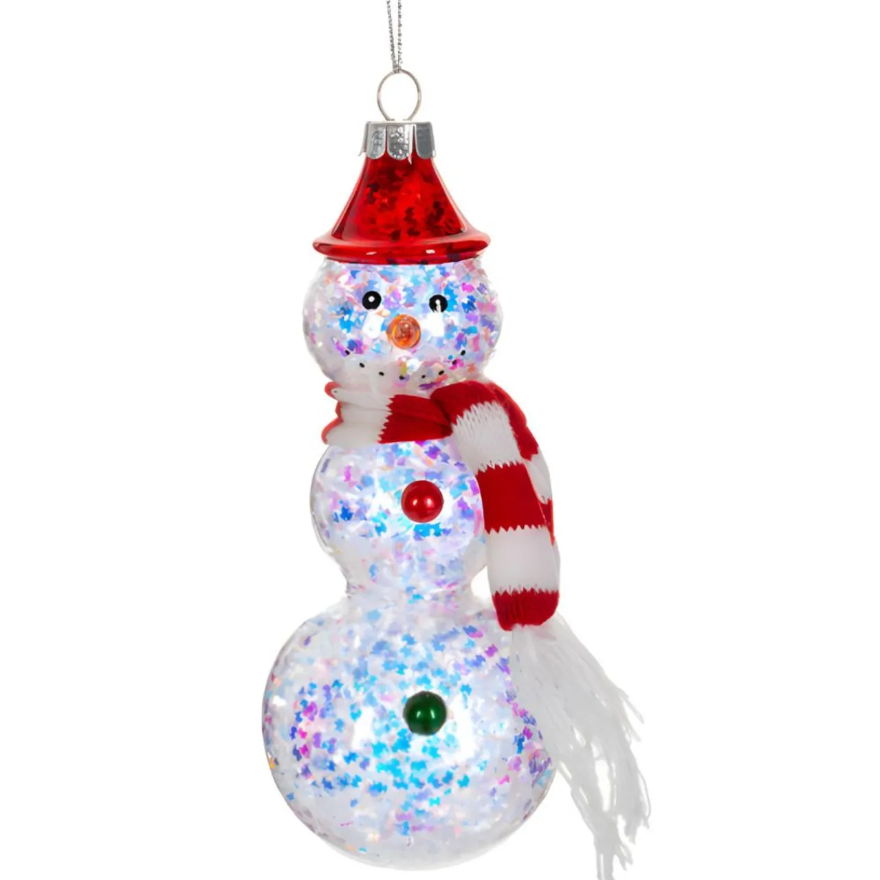 Glowing Snowman with Red Hat Ornament< New