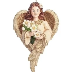 Gold Angel With Flowers Ornament | The Christmas Loft< Online