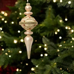 Gold Elegant Glass Finial Set of 2 Ornaments< Sale