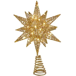 Gold Glittering Starburst Christmas Tree Toper<Kurt Adler Online