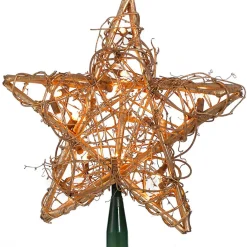 Gold Rattan Lighted Star Tree Topper | The Christmas Loft<Kurt Adler Best