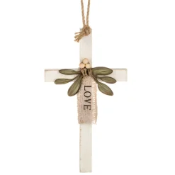 Grace Cross Love Ornament with Green Leaves< Discount