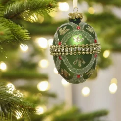 Green Beaded Glass Egg Ornament< Online