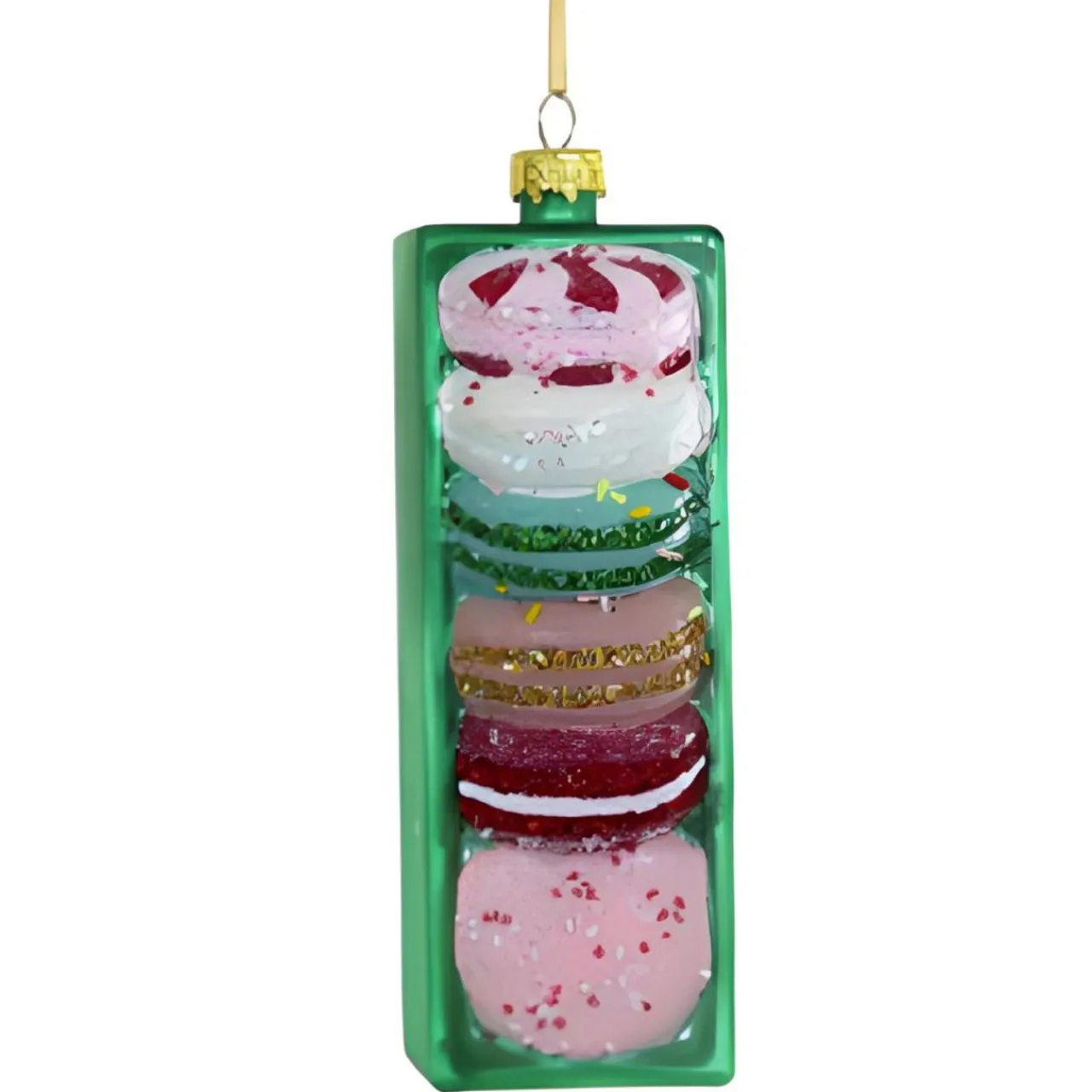 Green Box of Christmas Macarons Ornament<Cody Foster & Co. Clearance