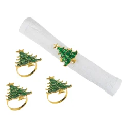 Green Christmas tree Napkin Ring Set Of 4< Sale