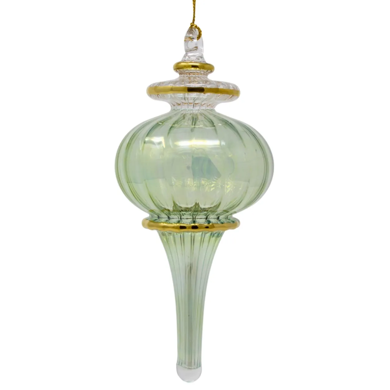 Green Classy Swirl Sphere Finial Glass Ornament<Egyptian Museum New
