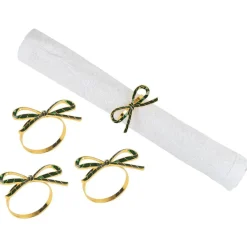 Green Ribbon Napkin Ring Set Of 4< Sale