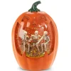Halloween Carved Pumpkin Lit Water Lantern Shimmer with Skeleton Band< Outlet