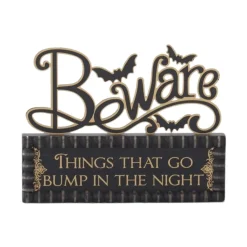 Halloween Cutout Beware Sign on Message Brick< Fashion