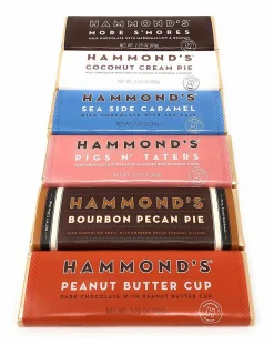 Hammond's Chocolate Candy 6 Bar Assortment, Sea Salt, Peanut Butter, Bourbon Pec< Best