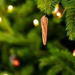 Handmade Glass Amber and Red Icicle Ornament< Discount
