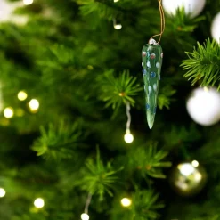Handmade Glass Green Icicle Ornament< Sale