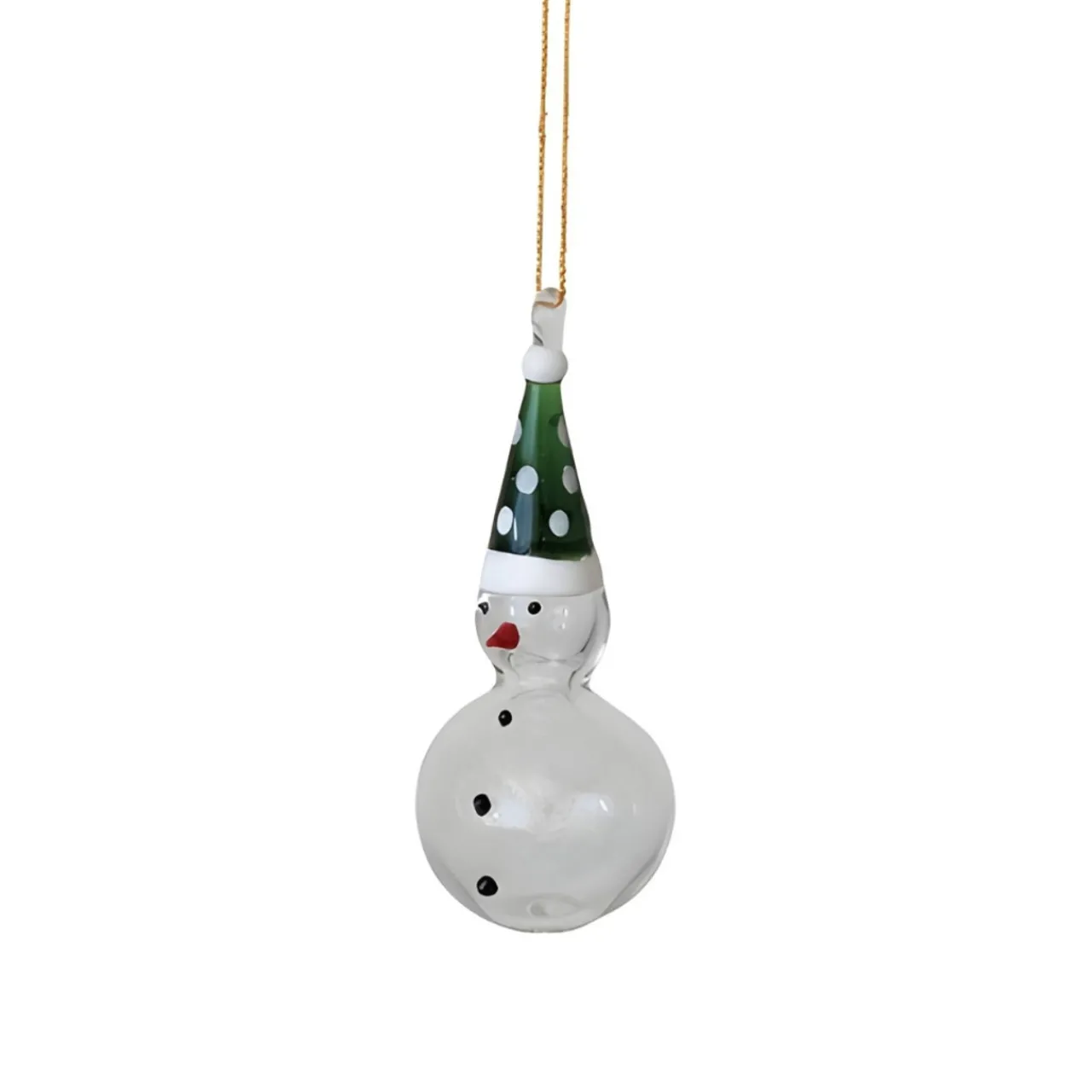 Handmade Glass Snowman Green Hat Ornament< Hot