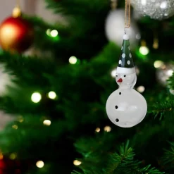 Handmade Glass Snowman Green Hat Ornament< Hot