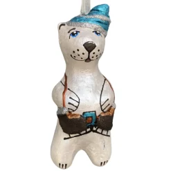 Handmade Ukrainian Bear With Skates Ornament< Clearance