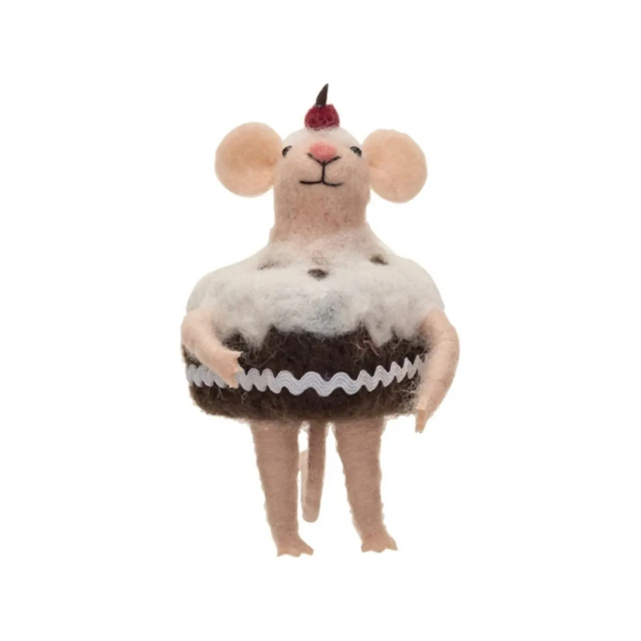 Handmade Wool Felt Mouse in Cake Outfit< Discount