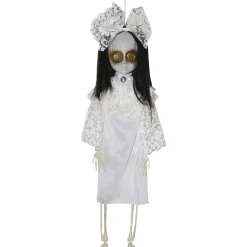 Hanging Hanging Skeleton Doll in White Dress Eerie Ornament< Clearance