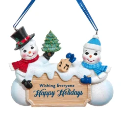 Hanukkah Wishing Everyone Happy Holidays Snow Couple Ornament<Kurt Adler Sale