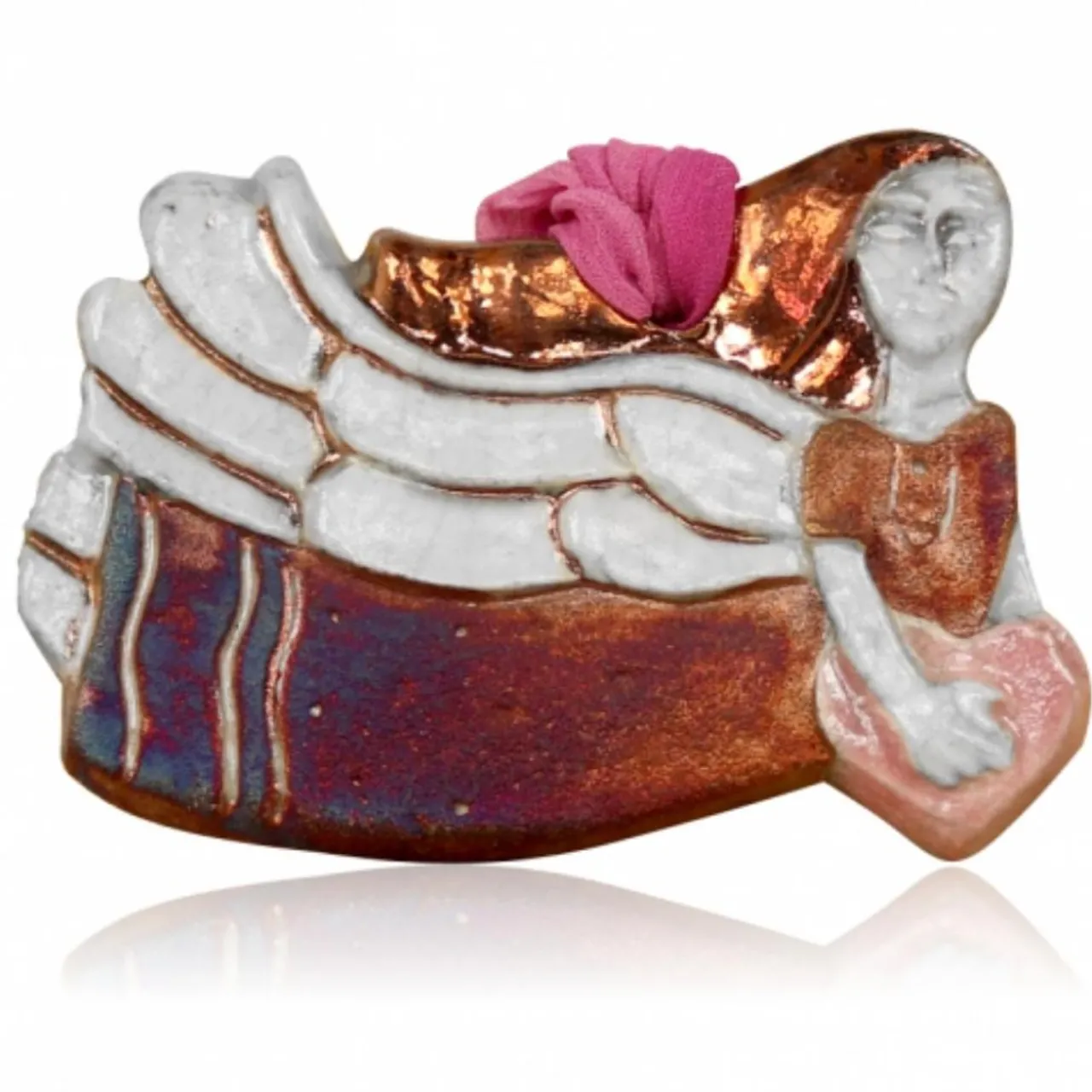 Heart Angel Raku Ornament Handcrafted from Raku Potteryworks< Discount
