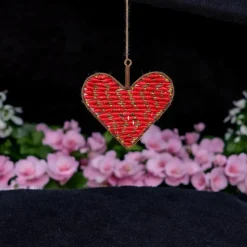 Heart Ornament with Red Paper Beads< Outlet