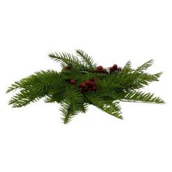 Holly Berry and Pine Candle Ring Centerpiece< Best