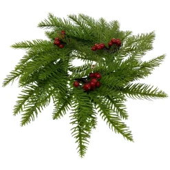 Holly Berry and Pine Candle Ring Centerpiece< Best