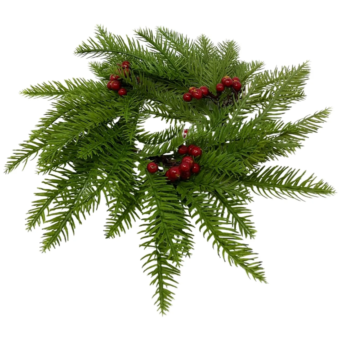 Holly Berry and Pine Candle Ring Centerpiece< Best