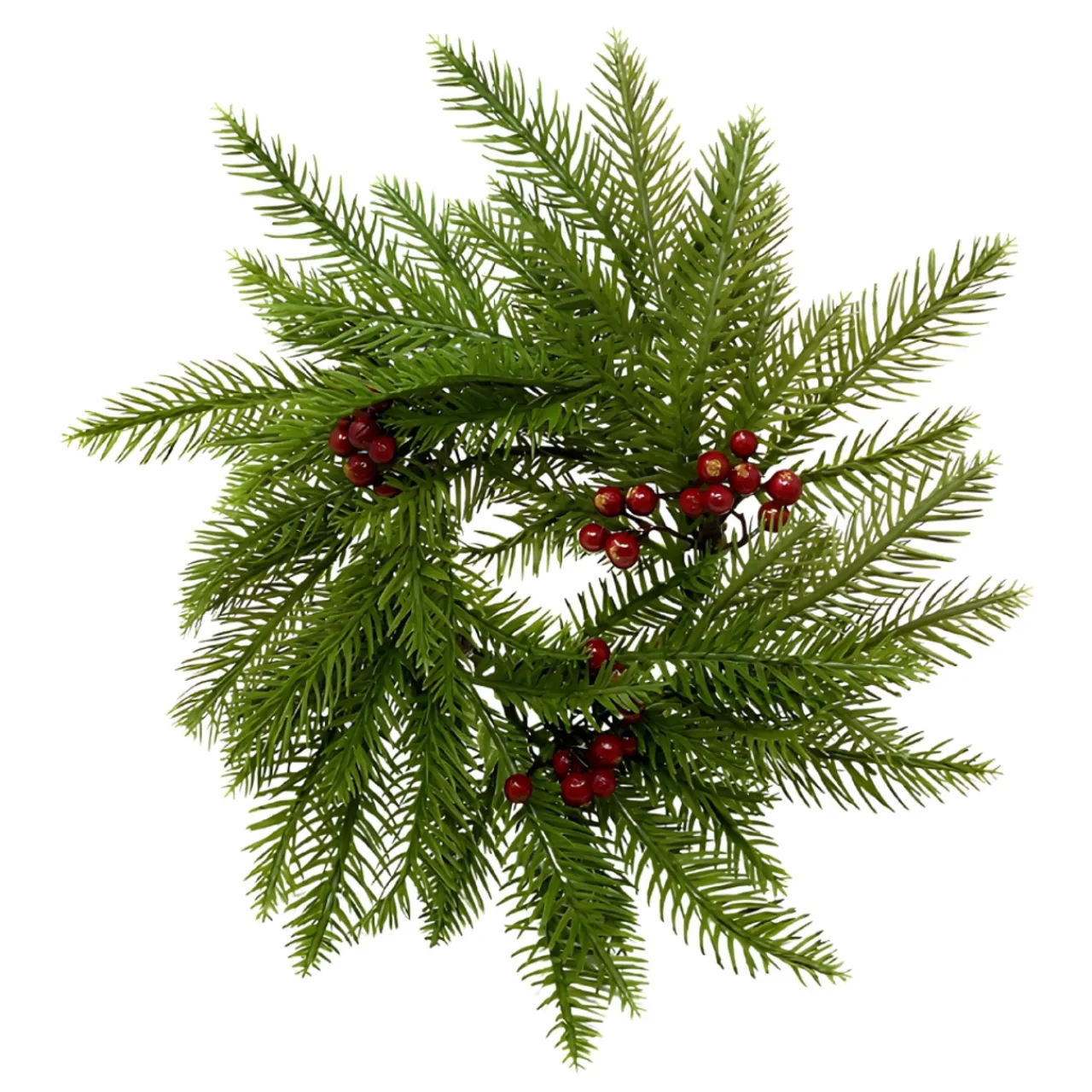 Holly Berry and Pine Candle Ring Centerpiece< Best