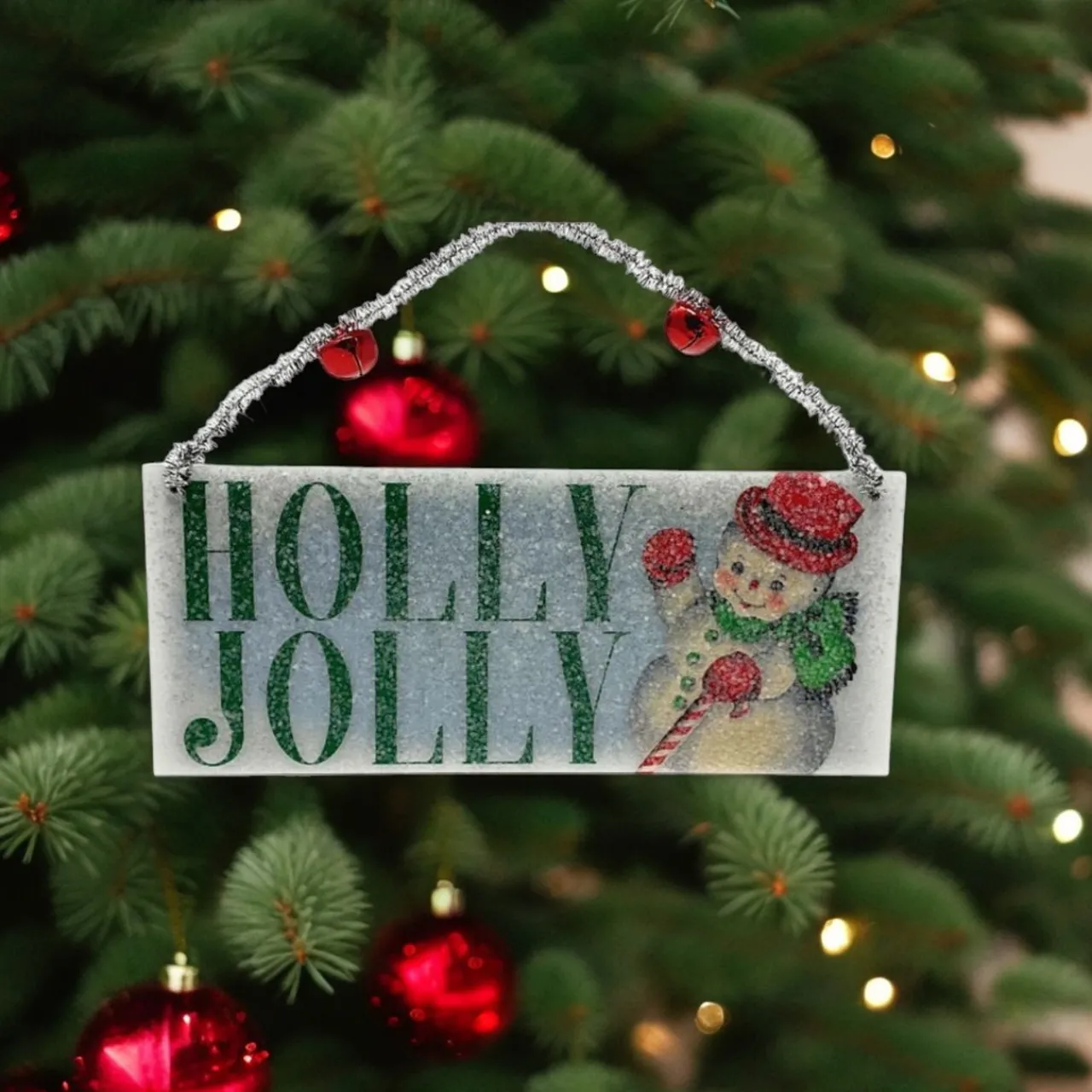Holly Jolly Vintage Art Ornament< Sale