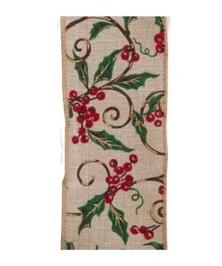 Holly Print Ribbon<Kurt Adler Fashion