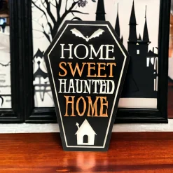 Home Sweet Haunted Home Engraved Wooden Easel Sign< Discount