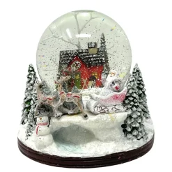 House Santa Sleigh Lit Swirling Glitter Music Globe< Online