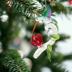 Hummingbird with Red Flower Ornament< Discount
