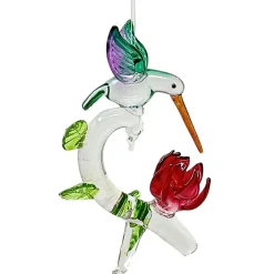 Hummingbird with Red Flower Ornament< Discount