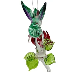 Hummingbird with Red Flower Ornament< Discount