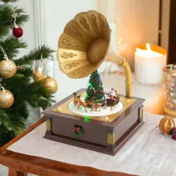 Illuminated Musical Phonograph with Rotating Scene< Fashion