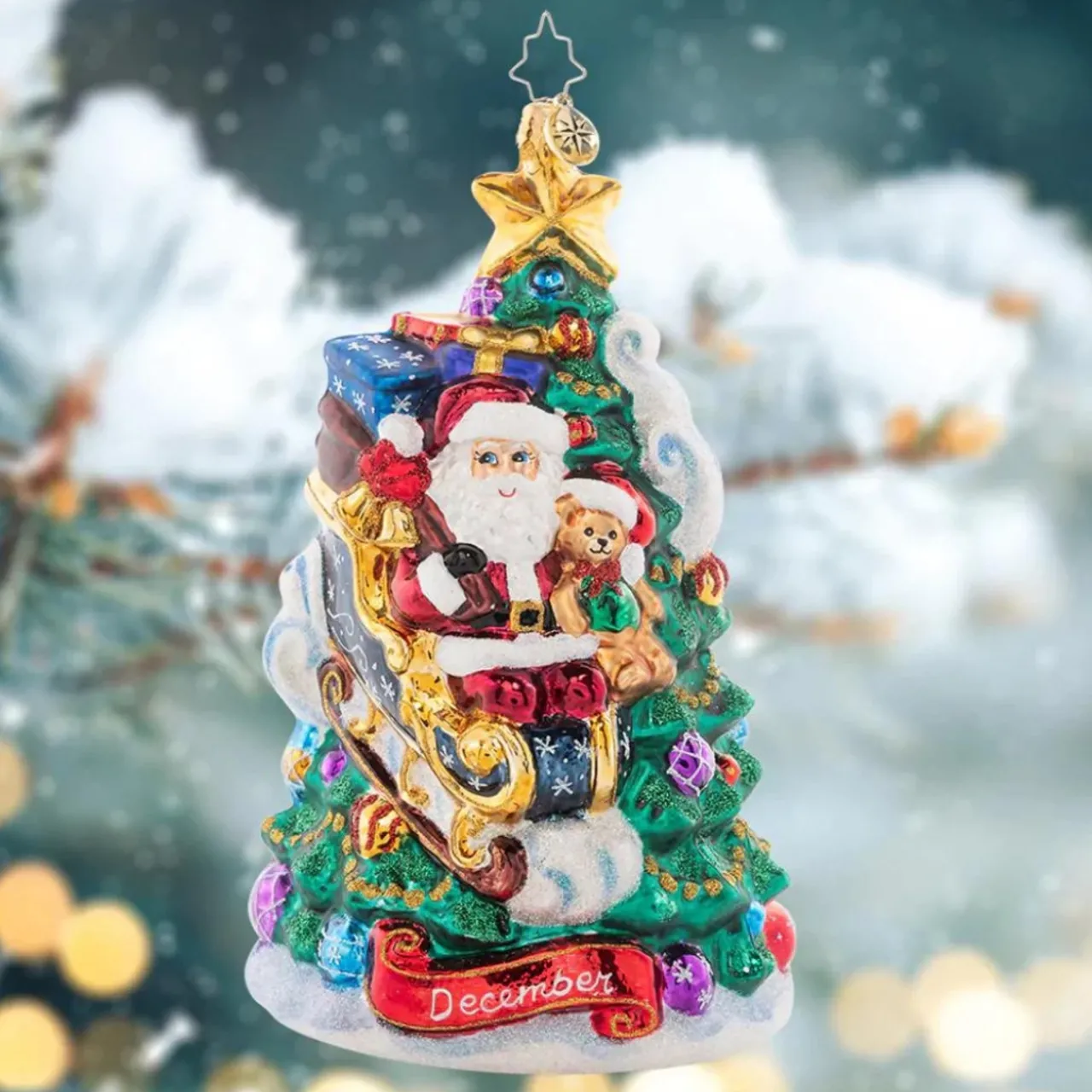 6 Inch December Decadence Santa on Christmas Tree Ornament< Outlet