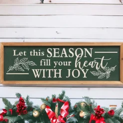 23 inch Engraved Green Wooden Wall Sign with Glitter< New