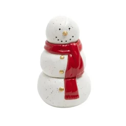 8 inch Festive Ceramic Snowman Wax Jar with Scarf< Outlet
