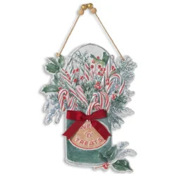 12.5 inch Green Bucket Wall Decor with Burlap & Pine< Online