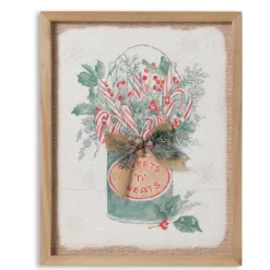 14 inch Green Bucket with Burlap Bow & Pine Wall Decor< Online