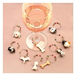 8 Inch Green Glass Tree With Dog Wine Charm Ornaments< Clearance