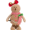 15 Inch Holiday Gingerbread Girl Plush with Festive Bow< Discount