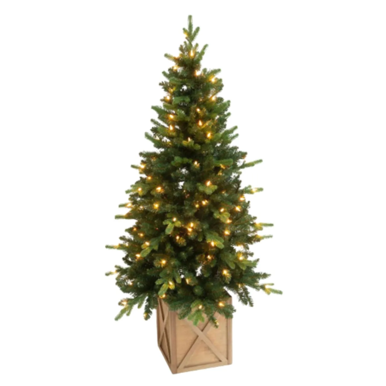 54 inch LED Holiday Tree with Wooden Box Stand< Fashion