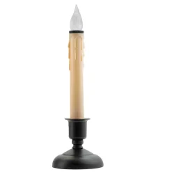10 Inch Natural LED Window Candle with Black base< Sale