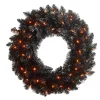 24 Inch Pre Lit Black Tinsel Wreath< Online