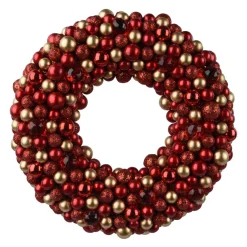 20 Inch Red and Gold Shatterproof Ornament Wreath< Fashion