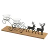 13..5 inch Rustic Sleigh Tealight Holder with Glass Votives< New