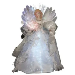 12 inch White Silk Fiber Optic LED Angel Christmas Tree topper - The Christmas Loft<Kurt Adler Fashion
