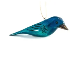 Indigo Bunting Wood Bird Ornament< Sale